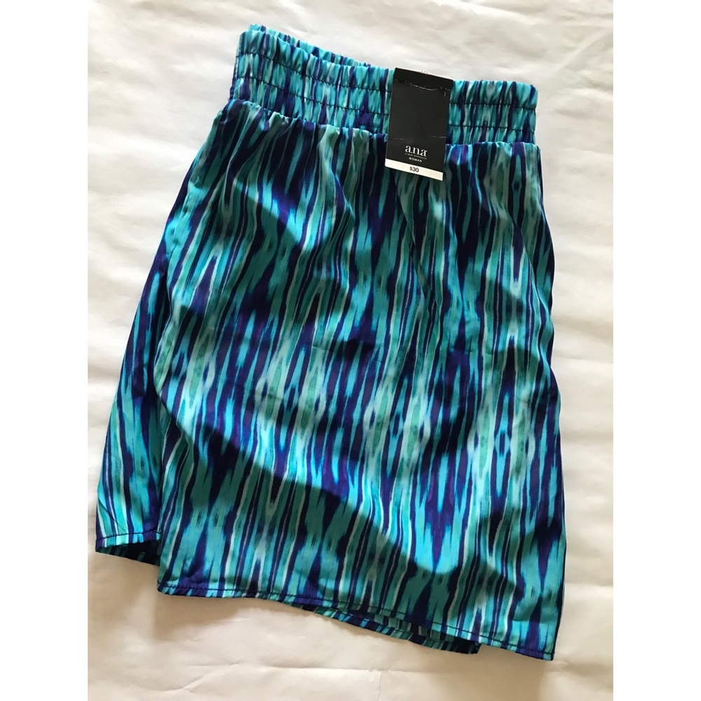 High Waisted Ana Blue Multi Stripe Silky Short